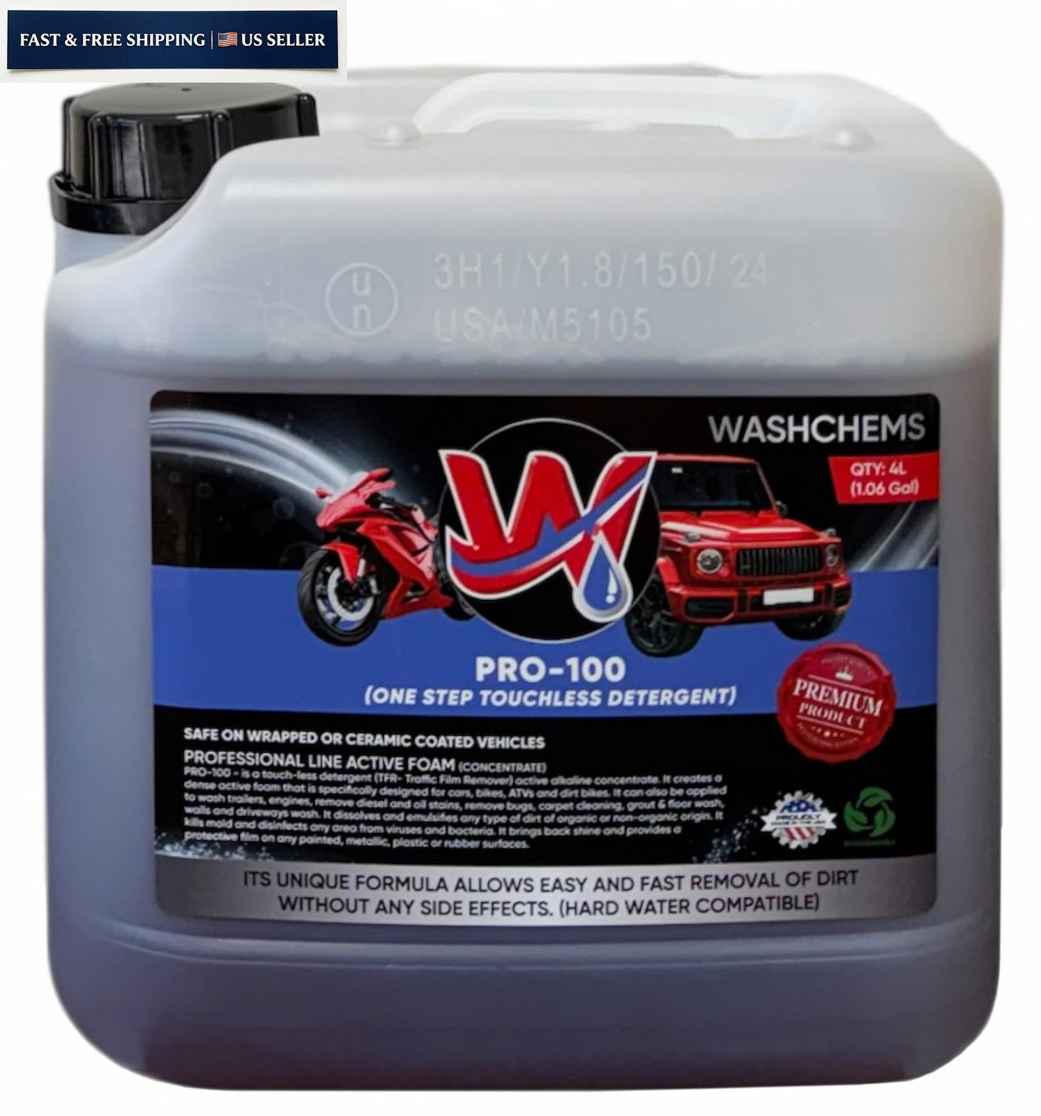 Wash Chems Pro 100 Touchless One Step Car 128 Fl Oz (Pack of 1), Pink