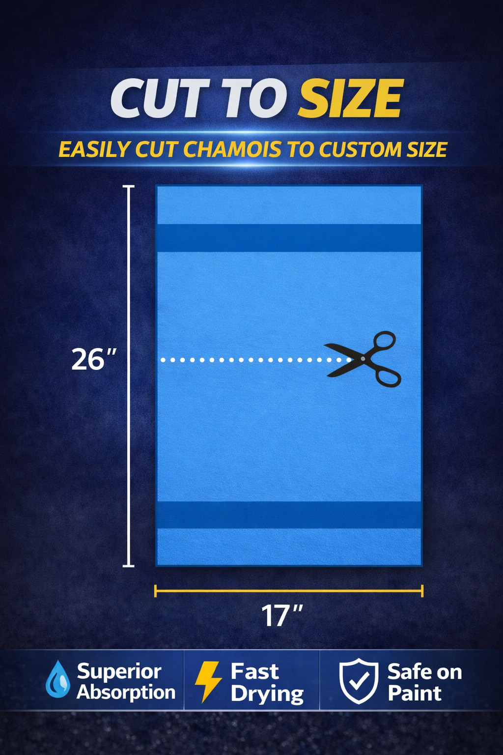 R.A. Premium 26×17 Shammy Cloth for Car Drying-Super Absorbent Synthetic Chamois