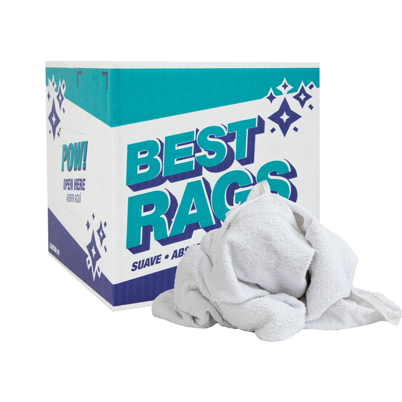 Terry Hand Towel Rags, Bulk Options, White Multipurpose Cleaning Cloth Wipers