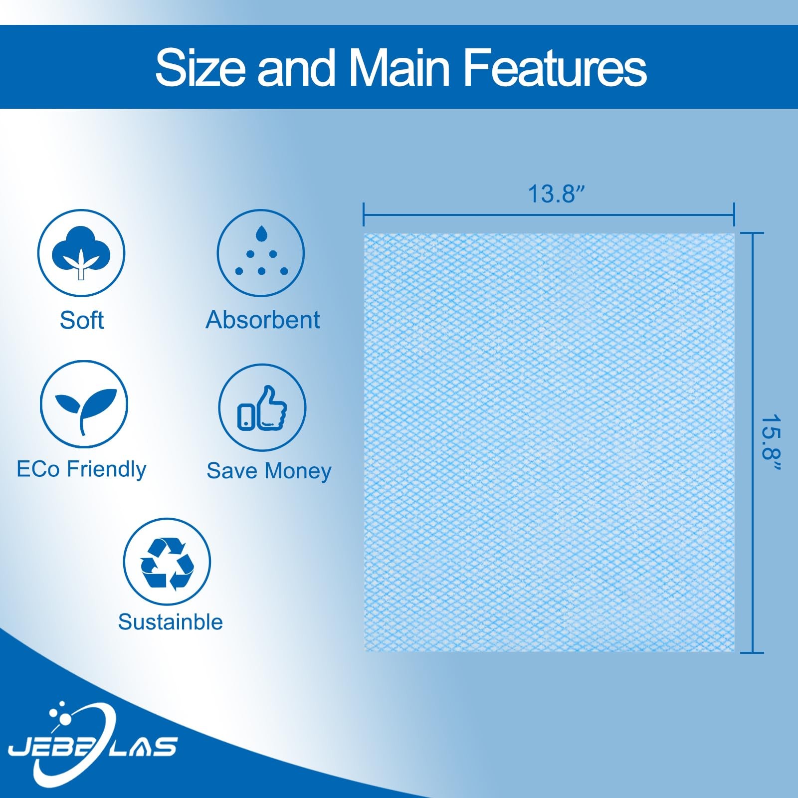 JEBBLAS Disposable Cleaning Towels and Dish 50 Count (Pack of 1), Blue