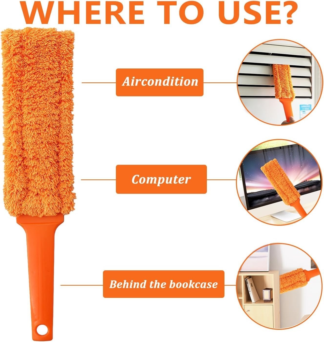 4 Pack 15 inch Reuseable Microfiber Feather Duster Blind Duster Gap Duster