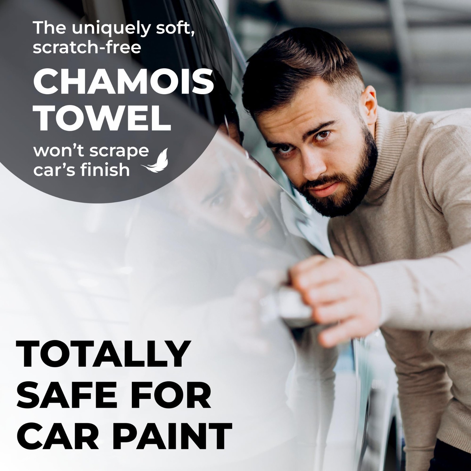 Super Absorbent XL Car Drying Towels 2pk – Reusable Chamois Cloths, Scratch-Free