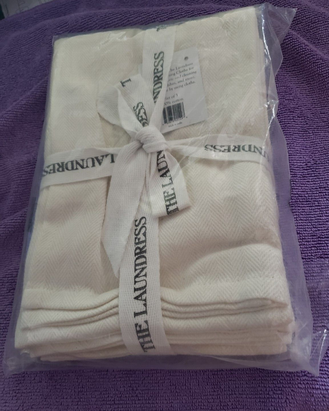 The Laundress – LINT-FREE CLEANING CLOTHS – 3 Pk – 100% Cotton – NEW – See Pics