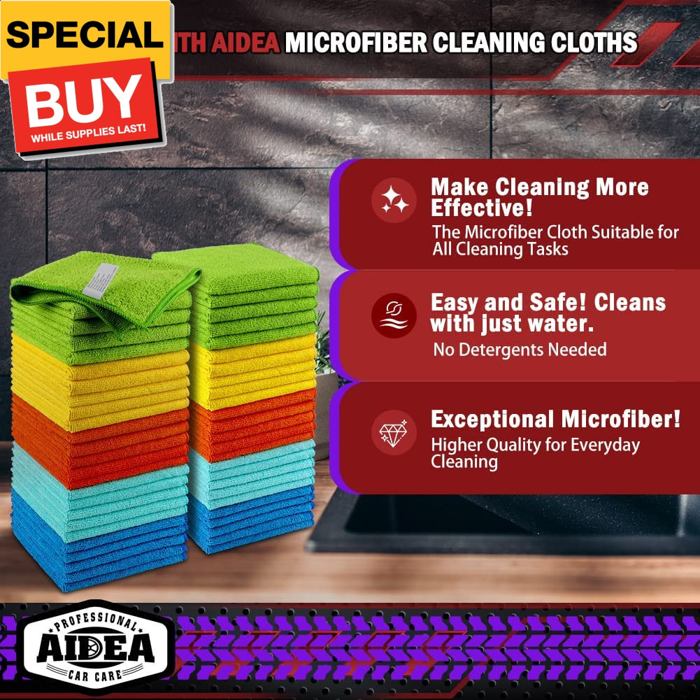 Microfiber Cleaning Cloths, 50PK, Microfiber Towels for Cars, Premium All Purpos