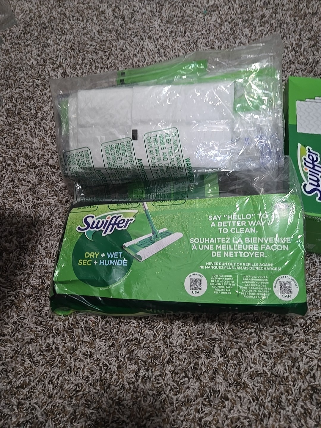 2 PC – LOT Swiffer Sweeper Cleaner Dry Wet Mop Starter Kits Plus 52pk Dry Cloths
