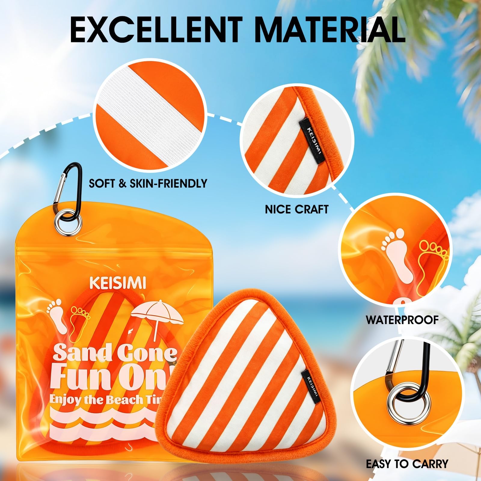 Sand Remover for Beach, Talc-Free & Reusable with Natural Orange