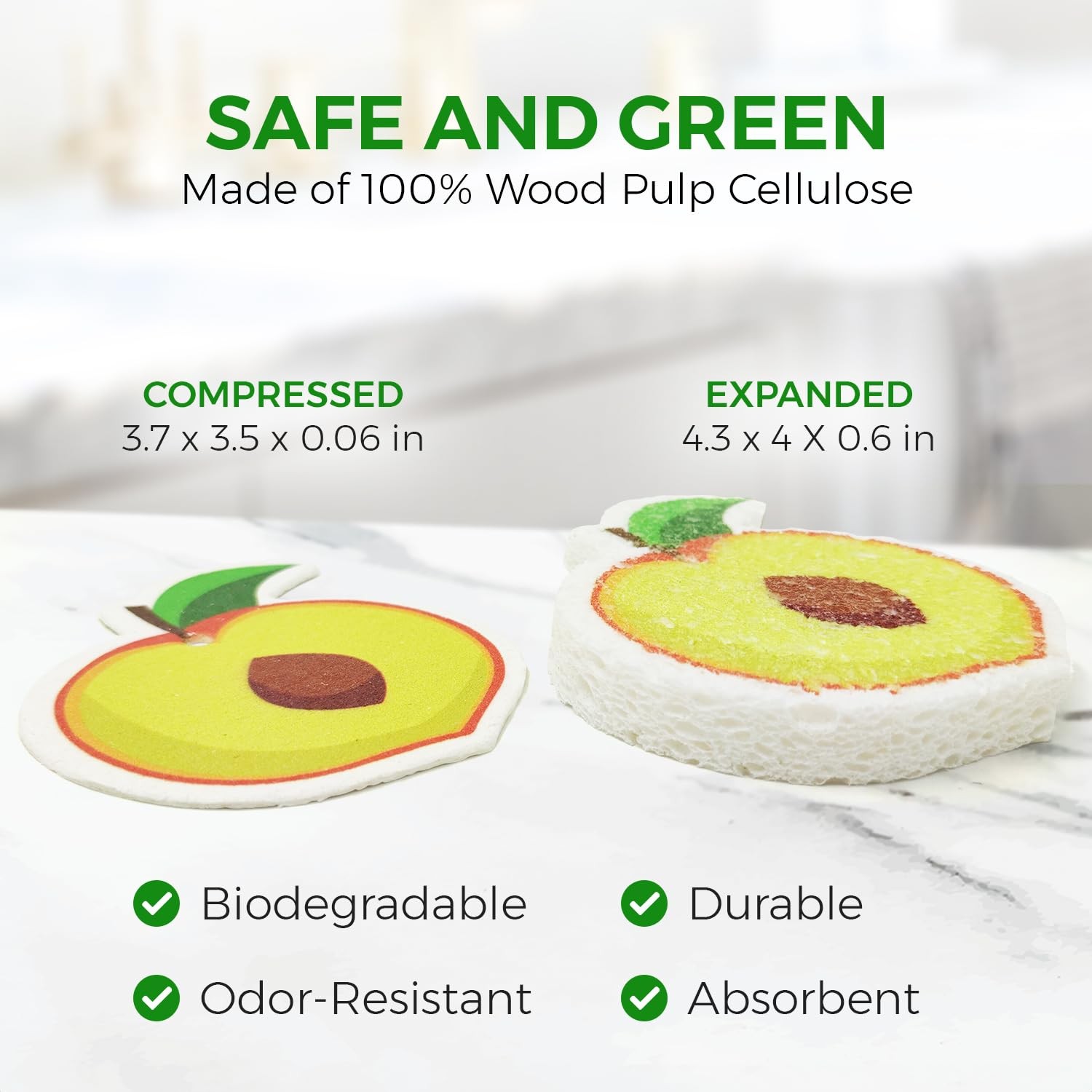 12 PCS Biodegradable Cellulose Compressed Sponges Fruit Shaped Eco Friendly