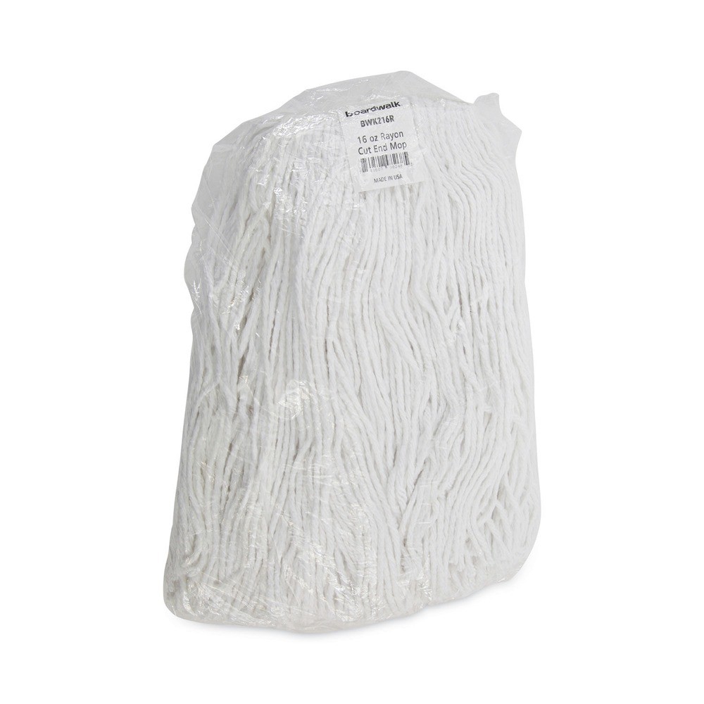 Boardwalk 216RCT 16 oz. Rayon Premium Cut-End Wet Mop Heads – White (12/Ct) New