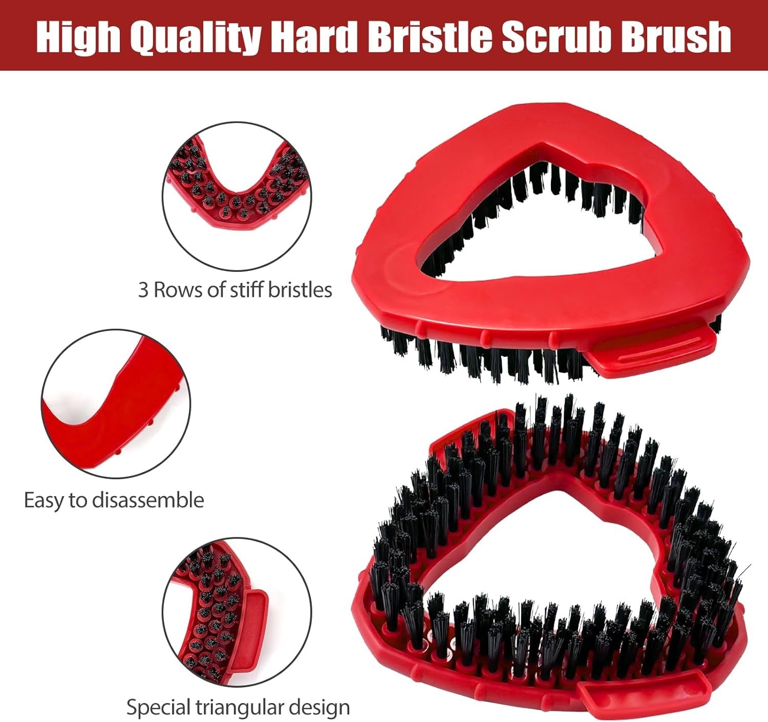 Multi-Surface Stiff Bristle Cleaning Brushes – 2 Pack for Home and Bathroom