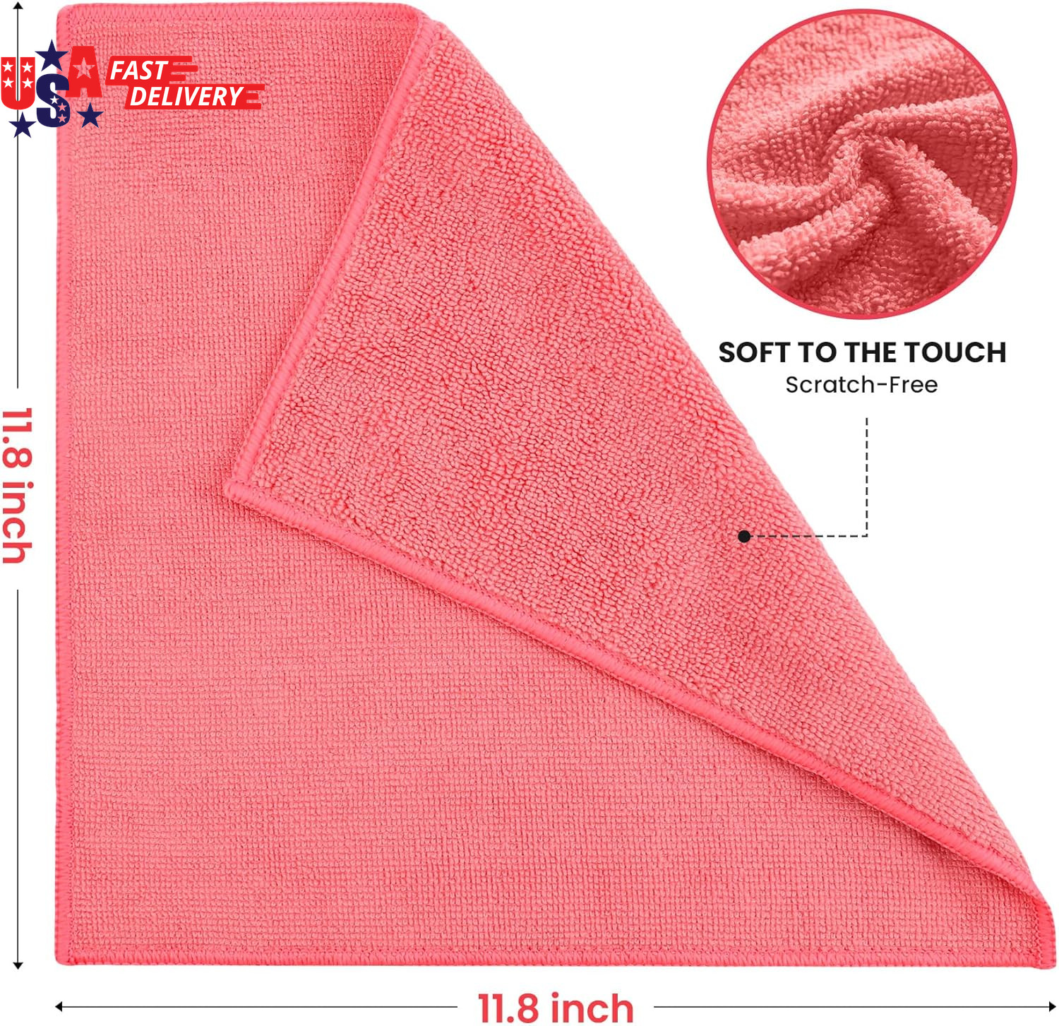 Microfiber Cleaning Cloth, 12 Pack Assorted Color Cleaning Rags for Housekeeping