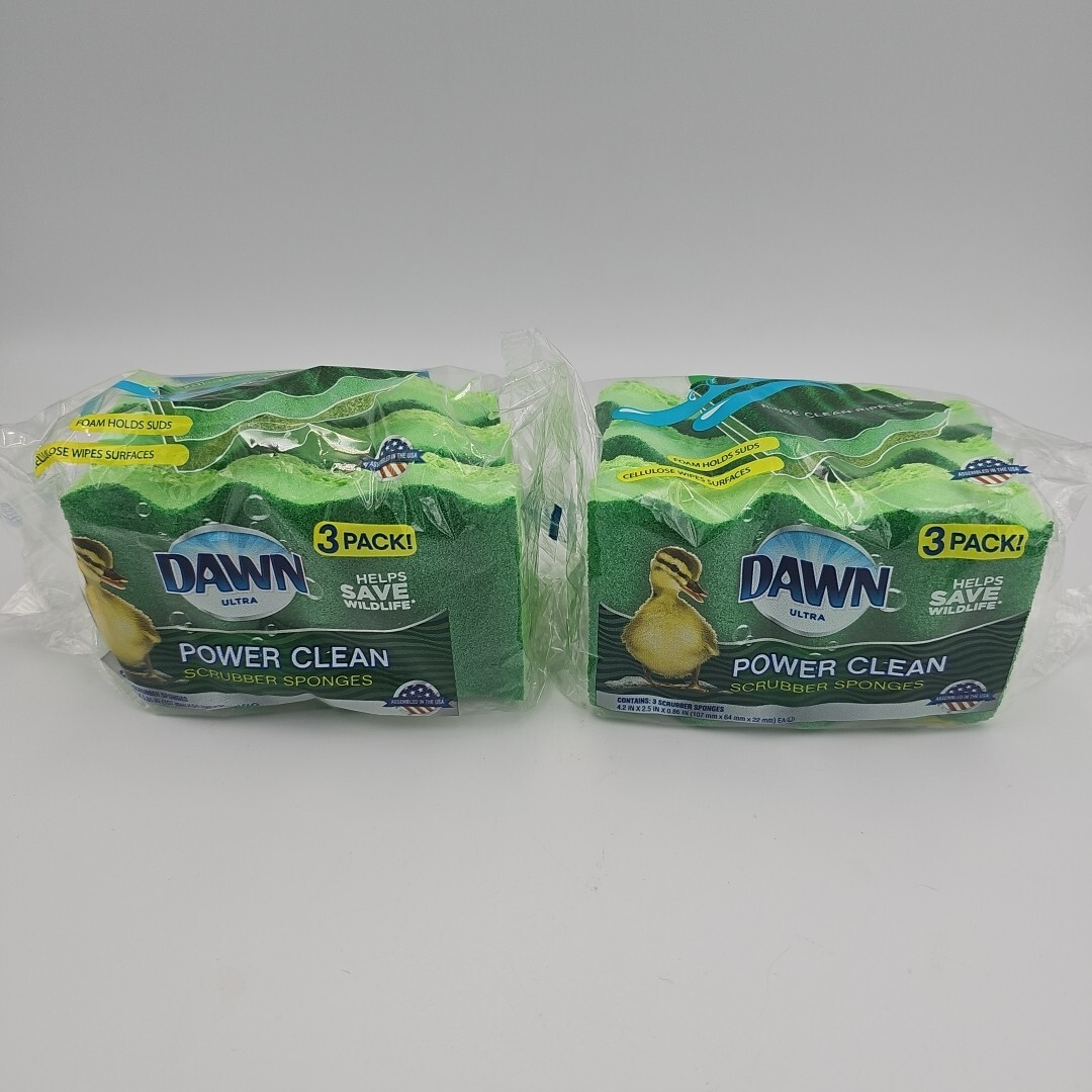 Dawn Power Clean Scrubber Sponges 3 Pack Lot Of 2 (6 sponges)
