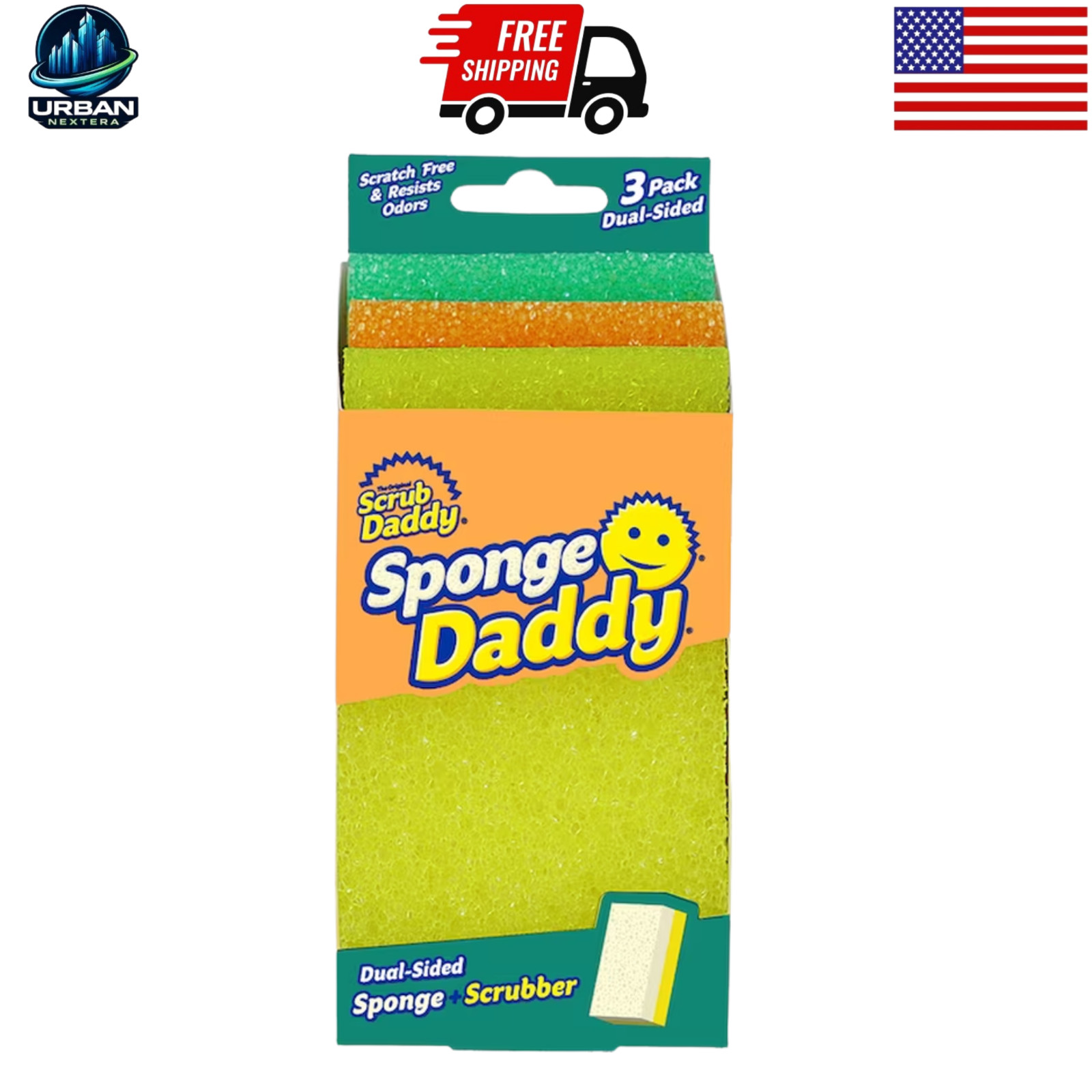 Scrub Daddy Sponge Daddy Cellulose Sponge with Scouring Pad 3-Pack