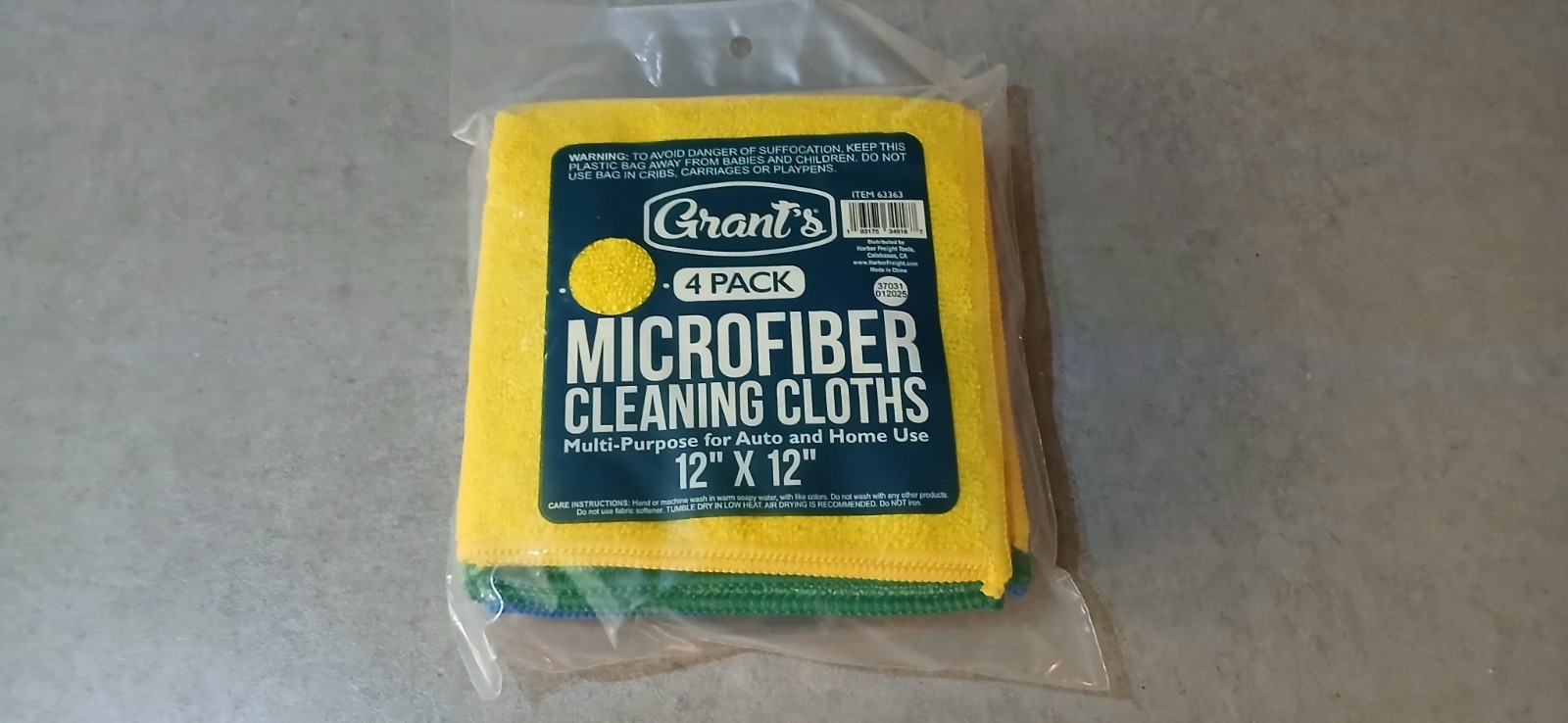 GRANT’S Microfiber Cleaning Cloth 12″ x 12″, 4-Pack