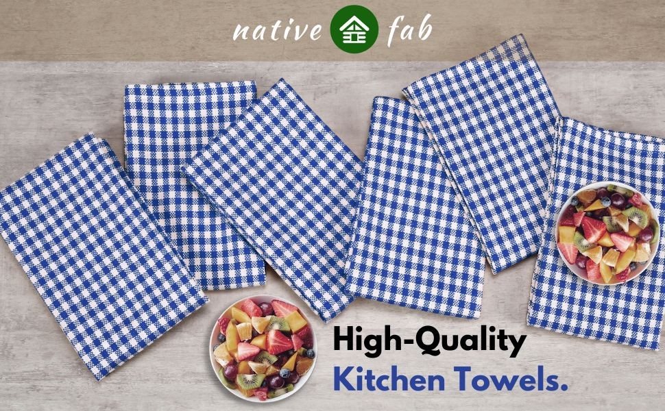 12 Pack Gingham Check Kitchen Towels 16″x26″ – Mini Plaid Cotton Dish Towels