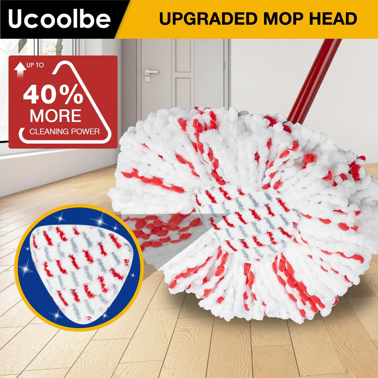Upgraded mop Refill for O Cedar, 3 Pack Spin mop Heads Replacements Compatibl