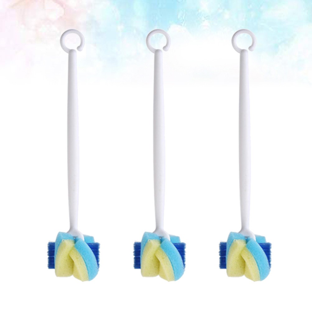3Pcs Baby Bottle Cleaning Brush Reusable Sponge and Hard Handle Assorted Colors