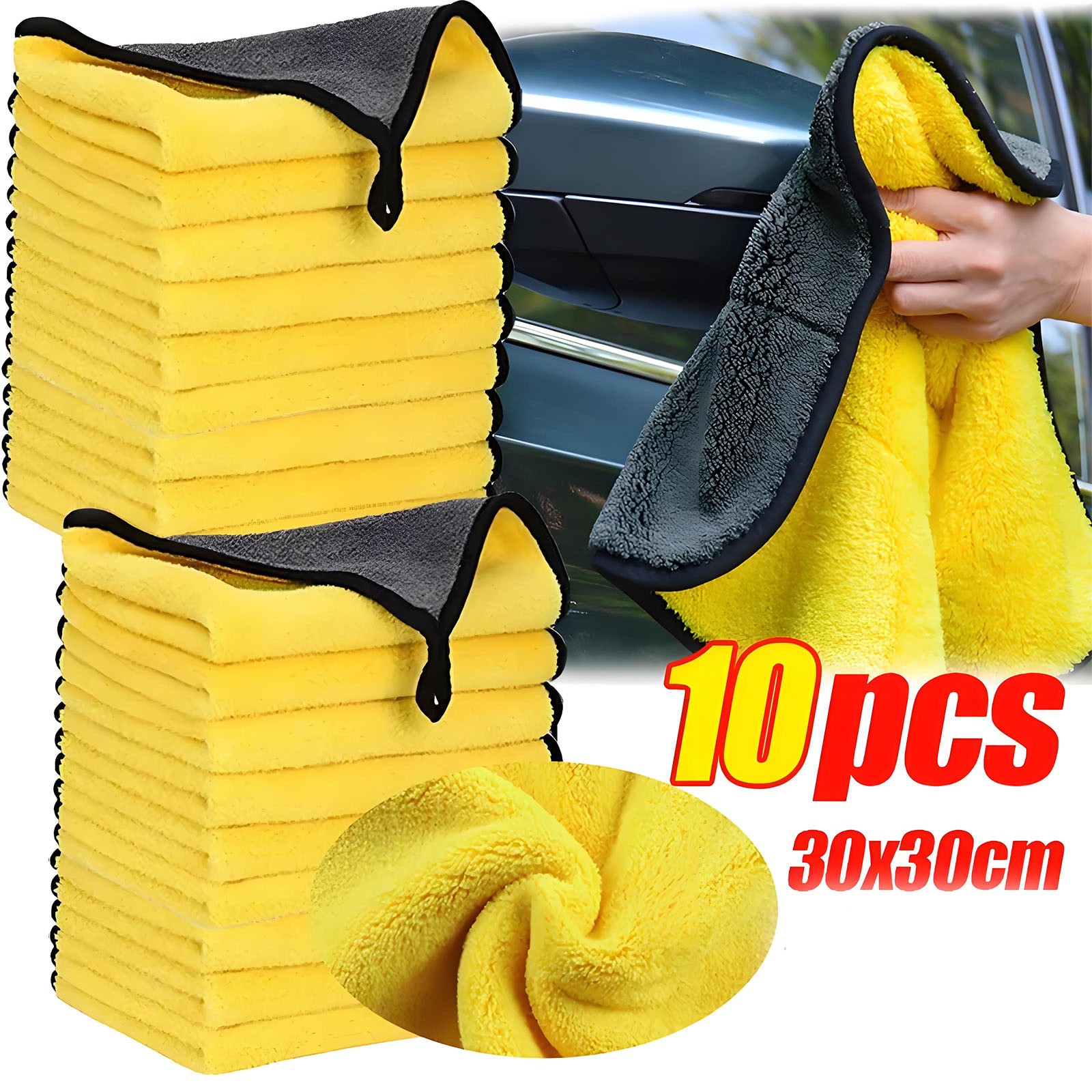 Microfiber Cleaning Cloth Towel Rag Car Polishing Detailing No-Scratch Set of 10