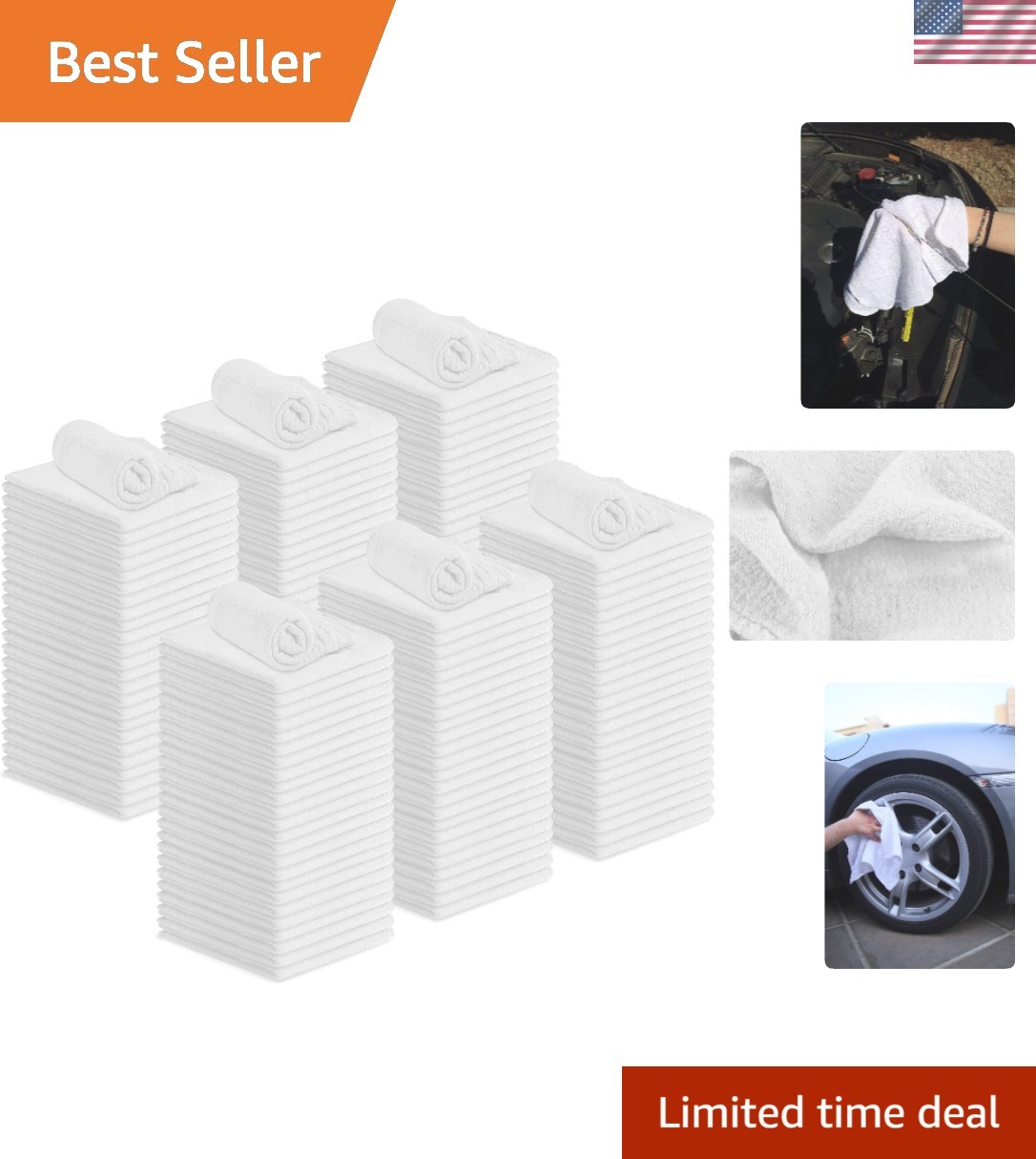Sustainable 150-Pack of Cotton Shop Rags – Versatile 12×14 Inch Cleaning Towels