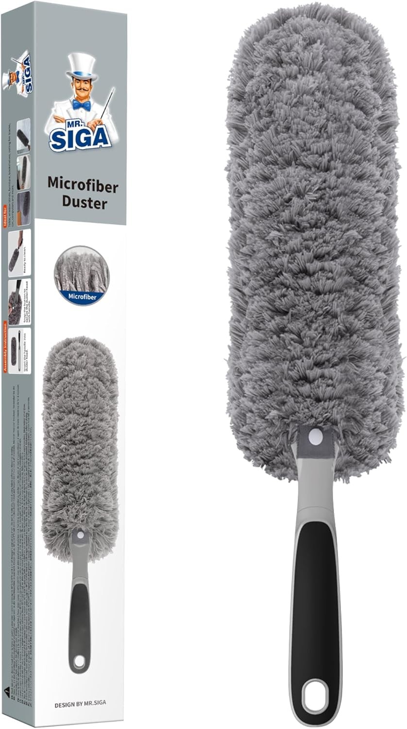 MR.SIGA Washable Microfiber Duster for Household Cleaning, Lint Free