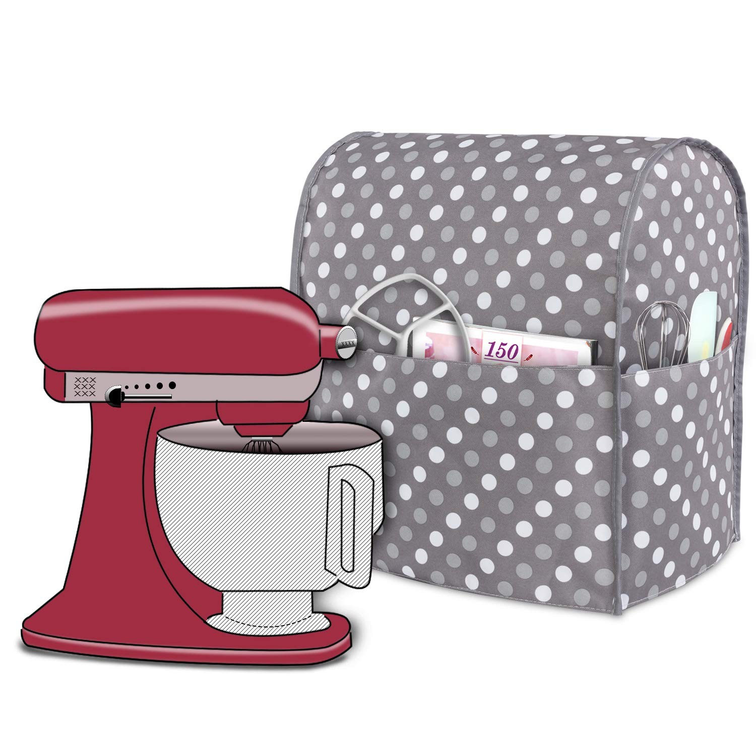 Luxja Dust Cover Compatible Fits for 4.5-Quart and 5-Quart, Gray Dots