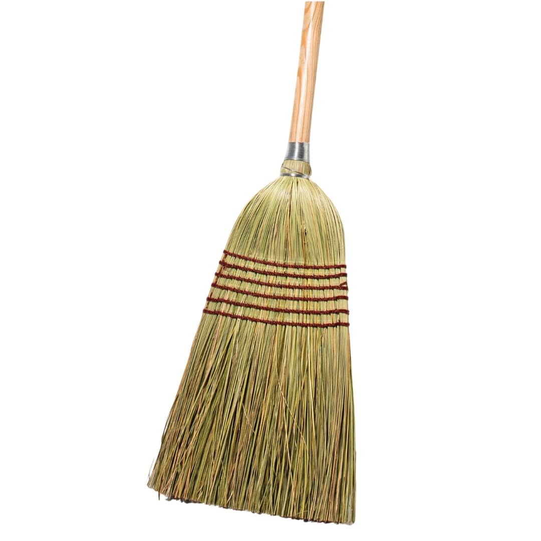 Heavy Duty Corn Broom with Wooden Handle for Indoor Outdoor Use