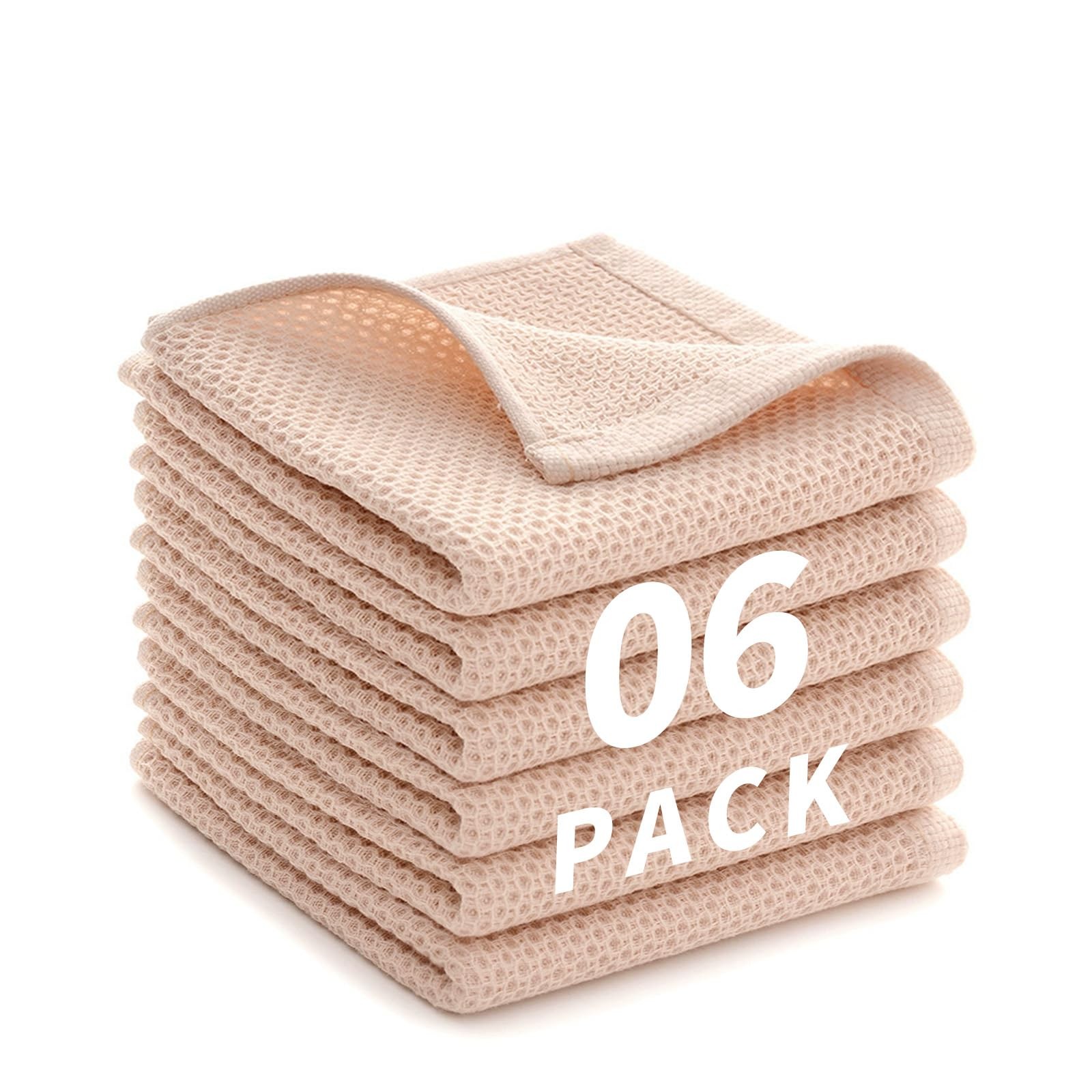 Cotton Dish Towels 6 Pack,12×12 Inch – Super Absorbent, Quick-Dry & Reusable …