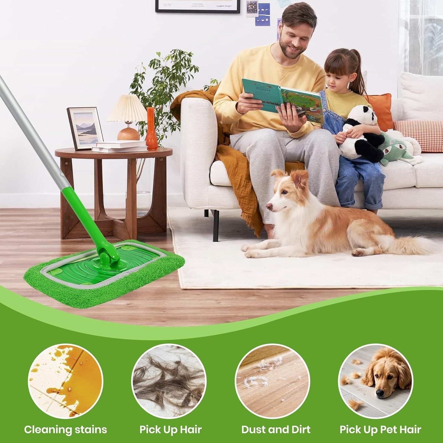 6 Pack Reusable Microfiber Mop Pads – Eco-Friendly Cleaning for All Floors