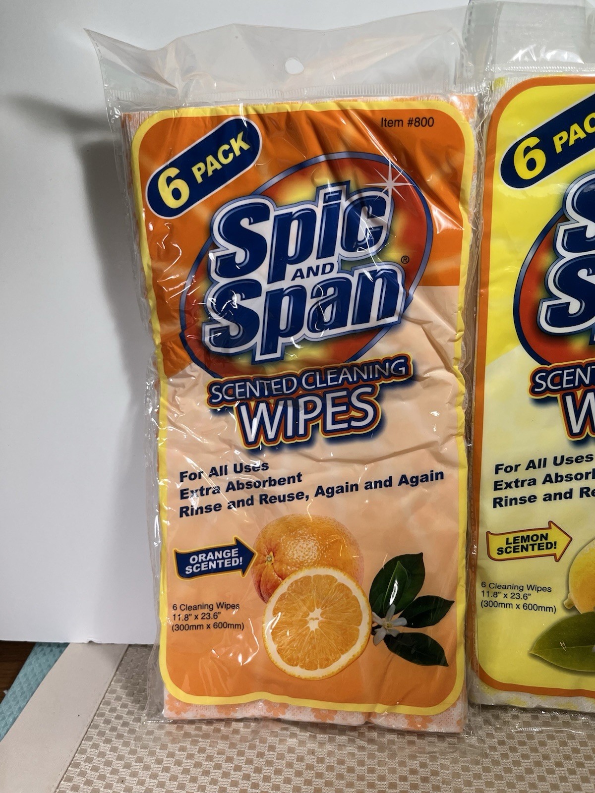 Lot Of 2 Spic & Span 6 Piece Lemon & Orange Scented Cleaning Wipes Kitchen