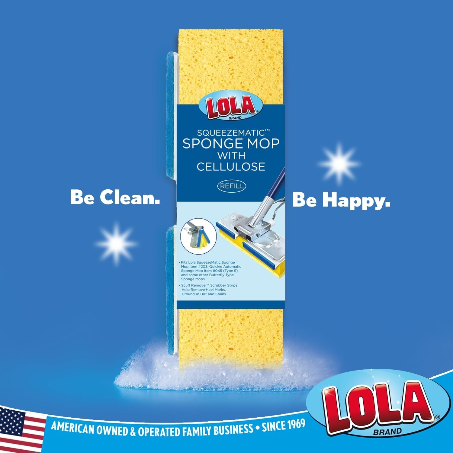 9″ Cellulose Butterfly Sponge Mop Refill, 2-Pack
