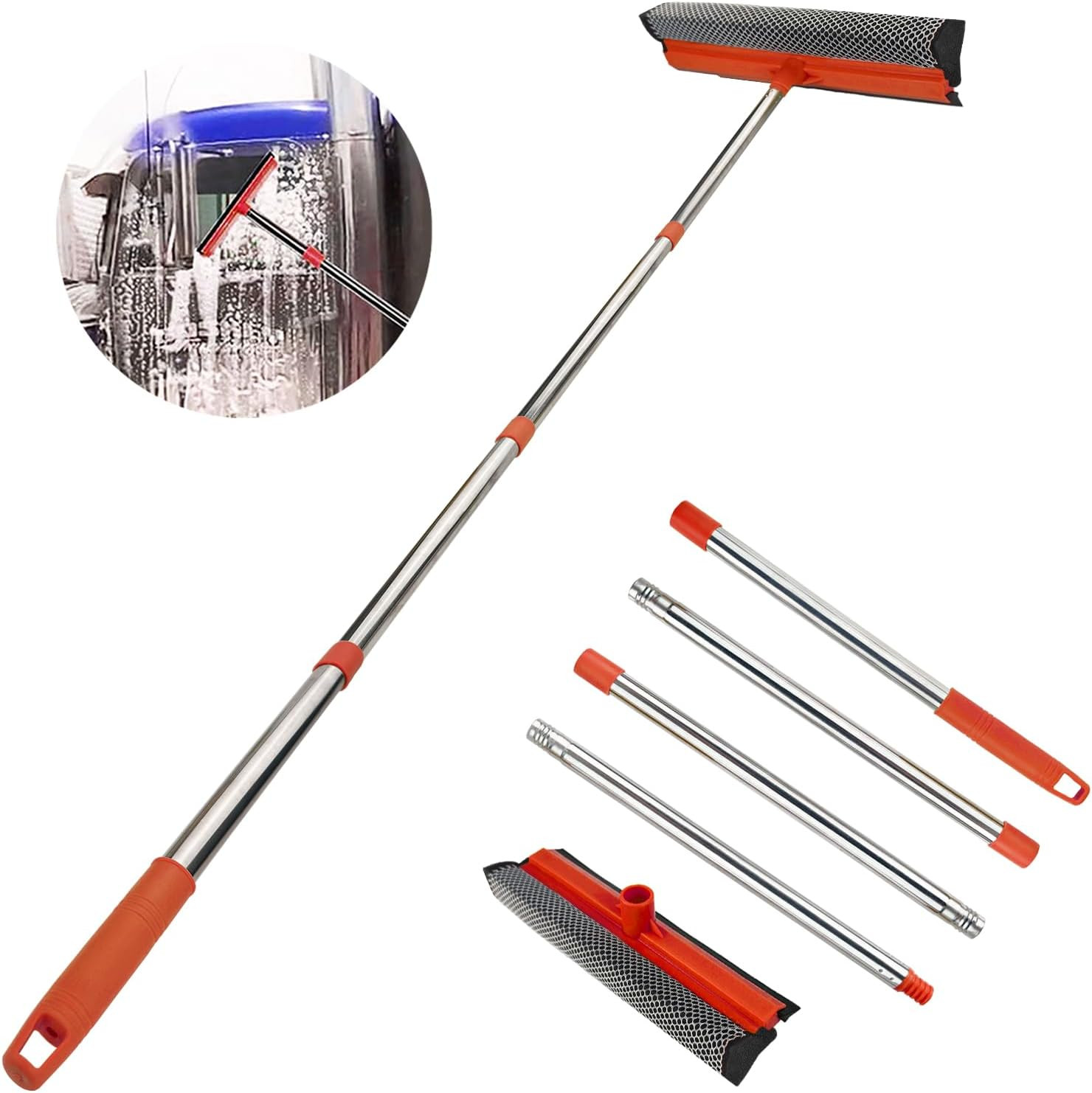 Window Squeegee Cleaner Tool Extension Pole 58″ Telescopic Washing Equipment