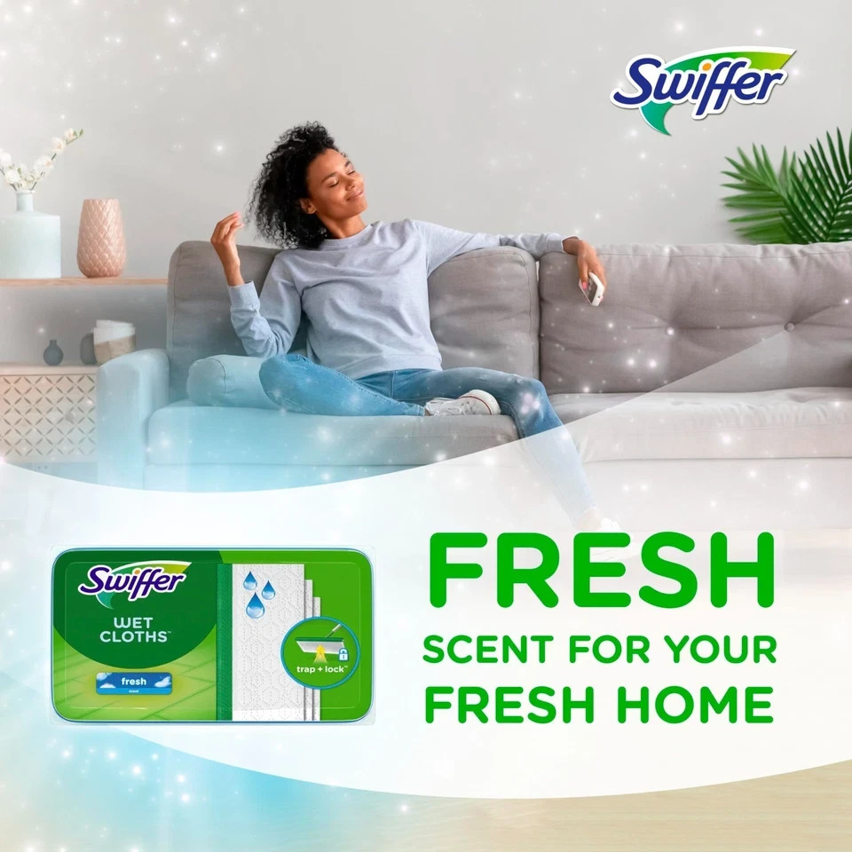 New Pack Of 24 Count Swiffer Sweeper Wet Mopping Cloths Fresh Scent Fast Ship