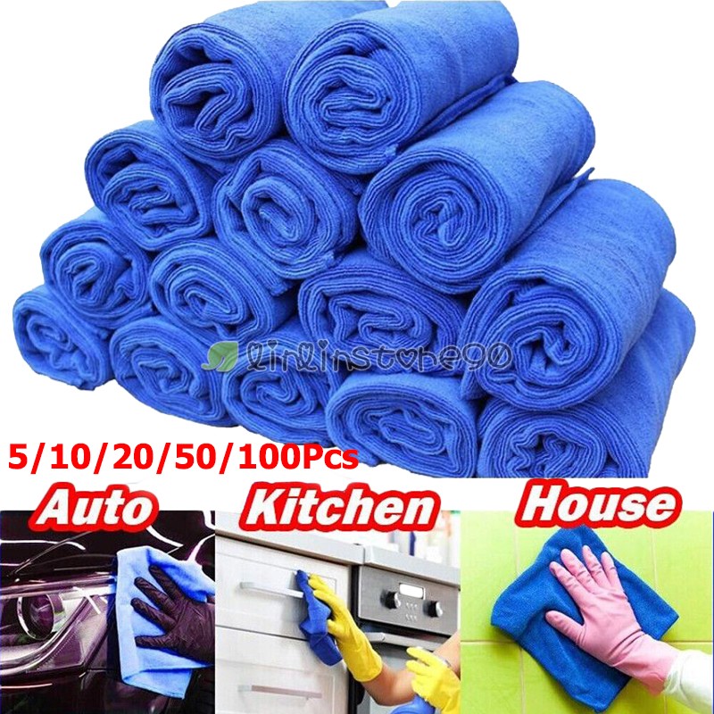 5-100Pack Microfiber Cleaning Cloth No-Scratch Rag Car Polishing Detailing Towel
