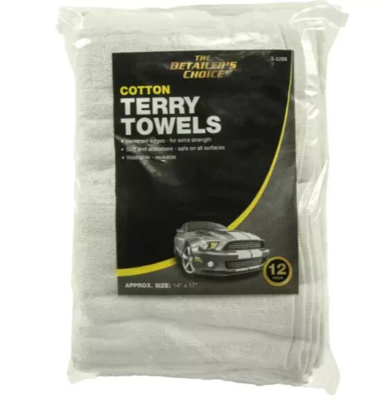12-Pack Detailer’s Choice Cotton Terry Towel Cloth 14 in x 17 in-12 pk Shop-car