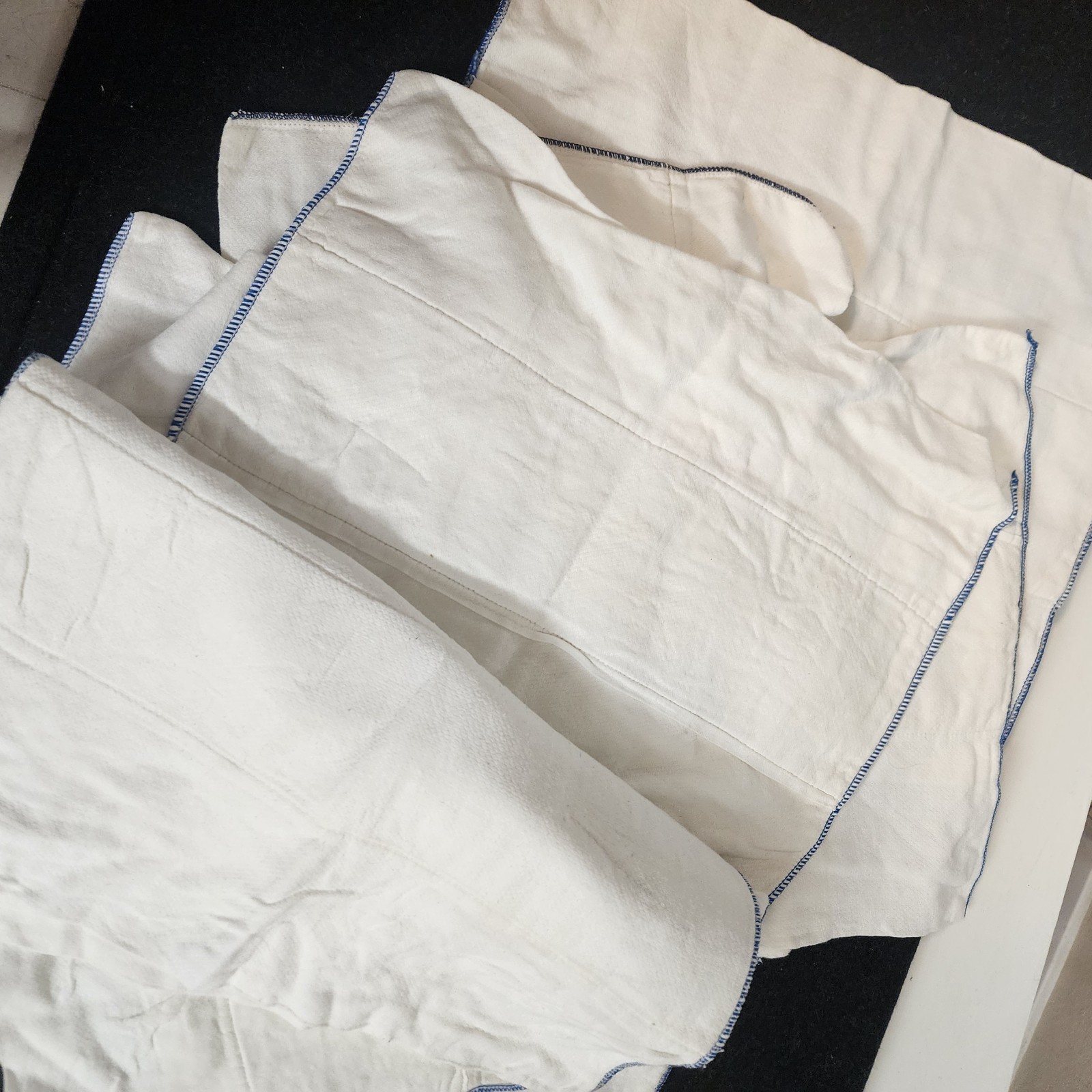 Lot 10 Blue Edge Prefold Cloth rags 14×17 Cotton Birdseye – Washed Clean