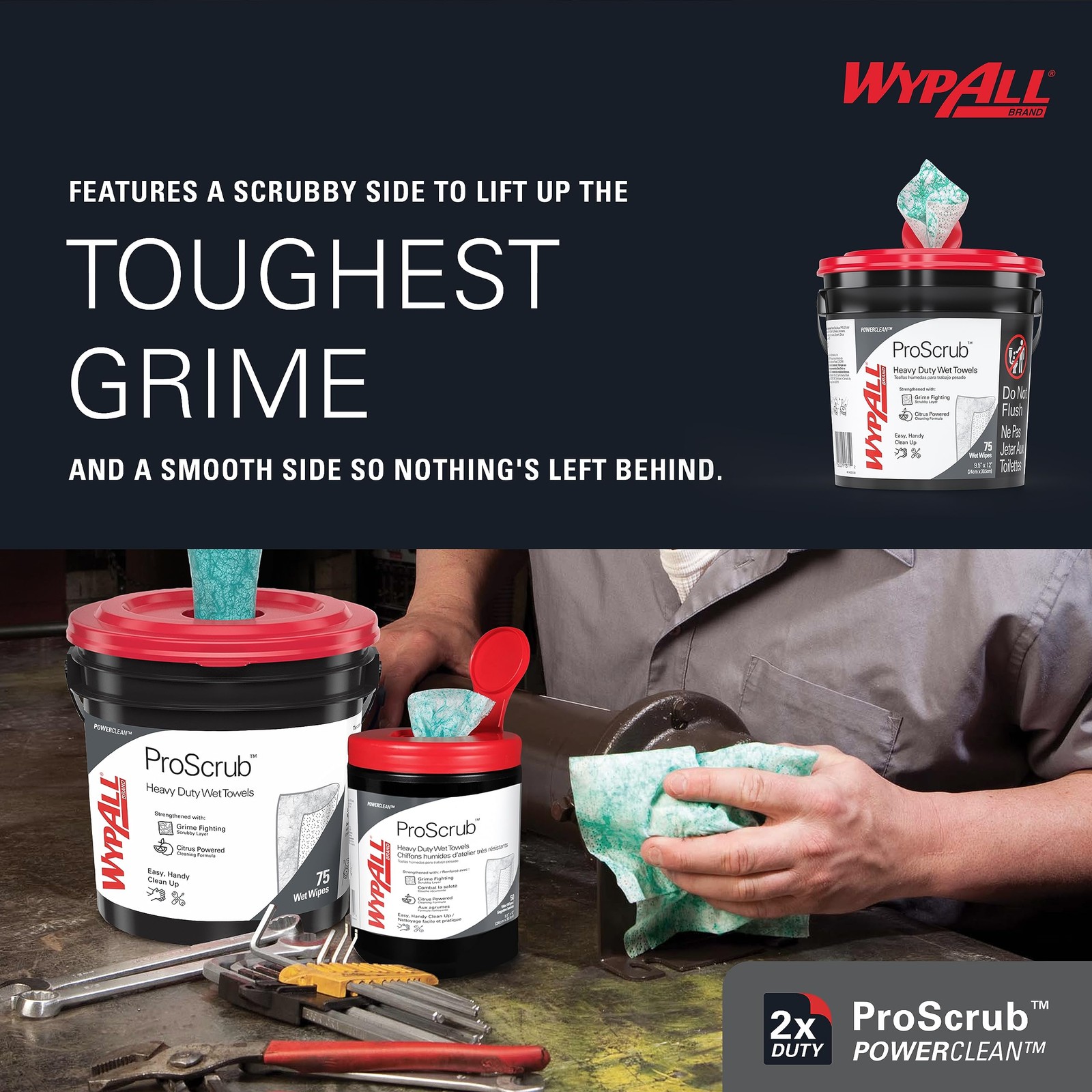 Wypall – KCC91371CT WypAll 91371CT Waterless Hand Wipes, Cloth, 9 x 12, 75 Count
