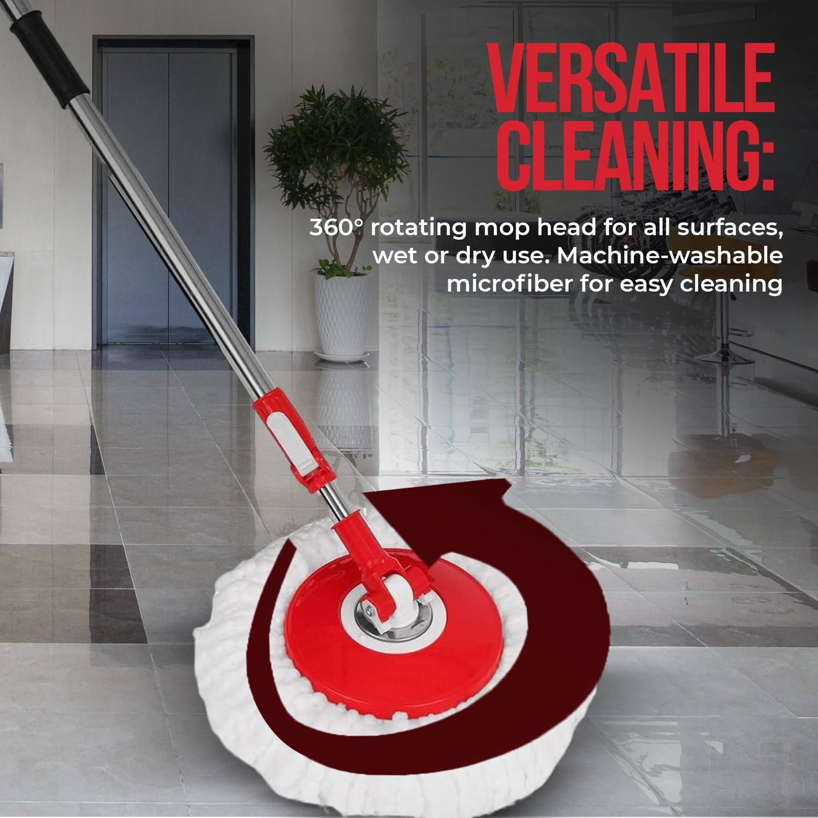 SIMPLI-MAGIC 360° Spin Mop and Bucket with Wringer – 3 High-Absorbent