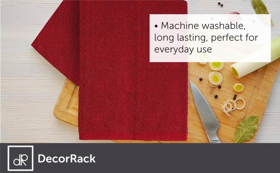 4 Pack Kitchen Towels, 100% Cotton Dish Towels, 15 x 25 Inch Absorbent Kitchen