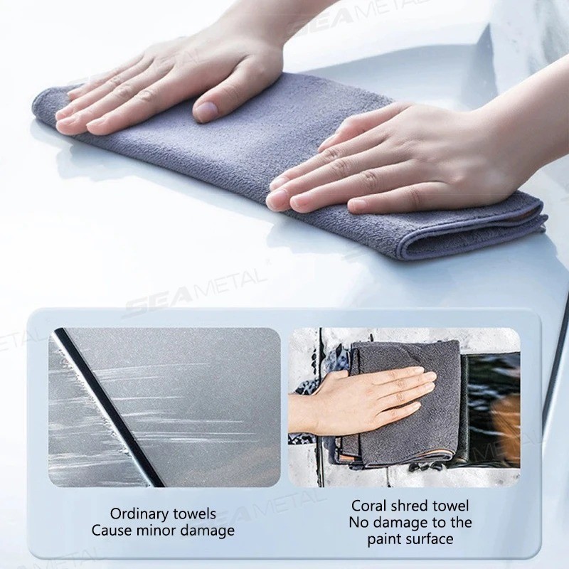 SEAMETAL Microfiber Car Wash Towel 500GSM Ultra Absorbent Double-Sided Cloth