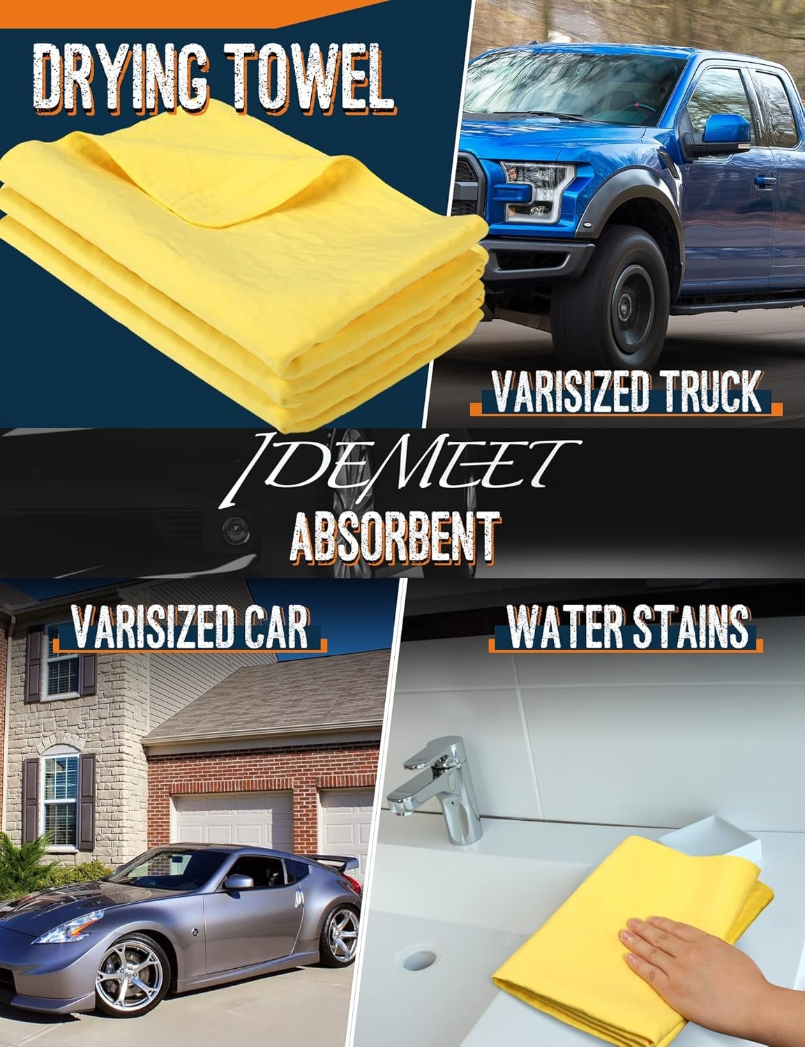 Premium Shammy Towel for Car, Super Absorbent 26″”x17″” Large Car Drying Towel,