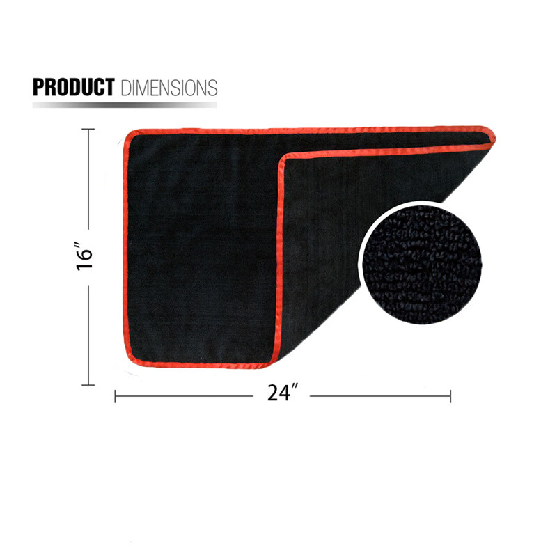6 Pcs Microfiber Car Drying Towels Hemming Super Absorbent 16″x24″ Black