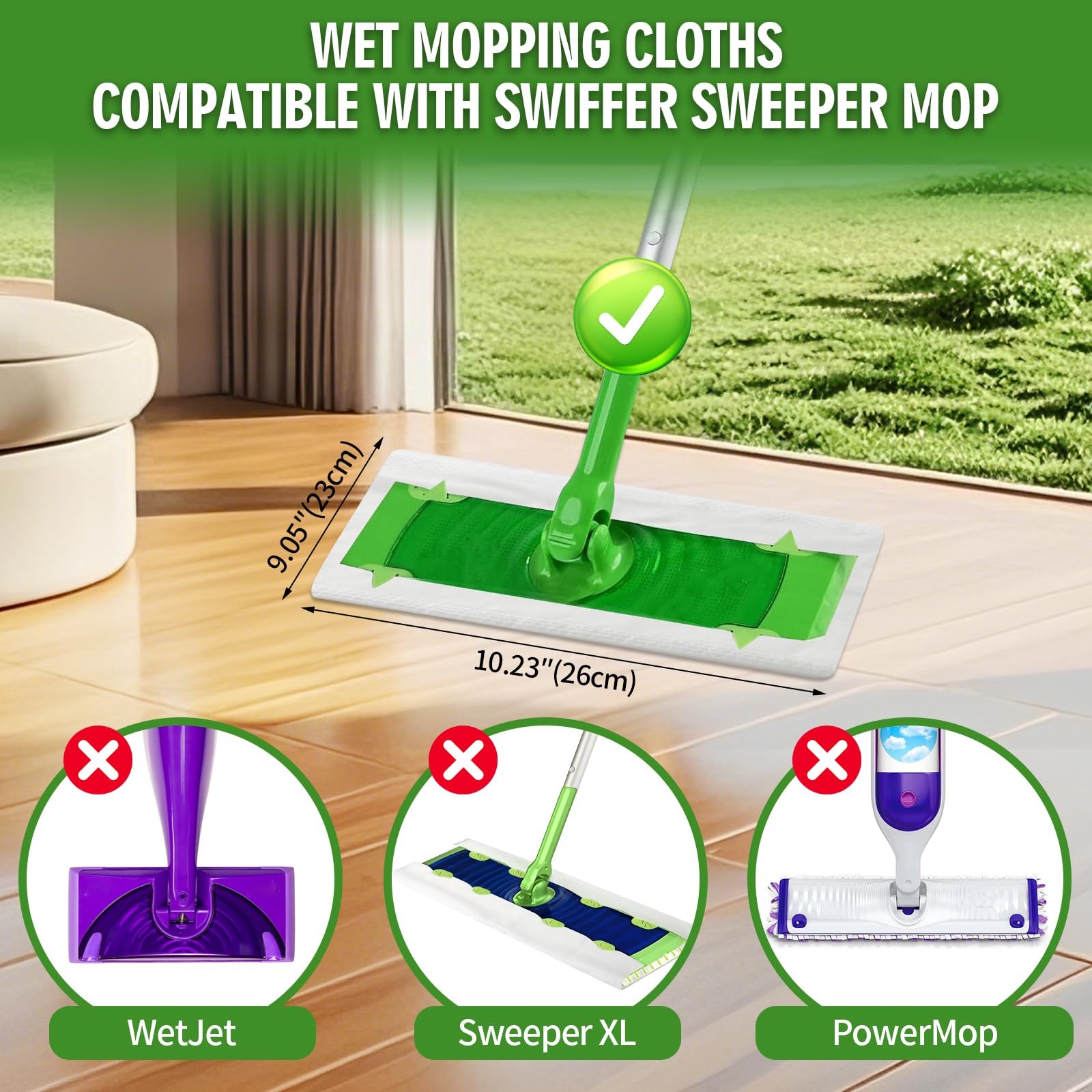 36 Count Heavy Duty Wet Pad Refills, Compatible with Swiffer Sweeper Mop & Cl…