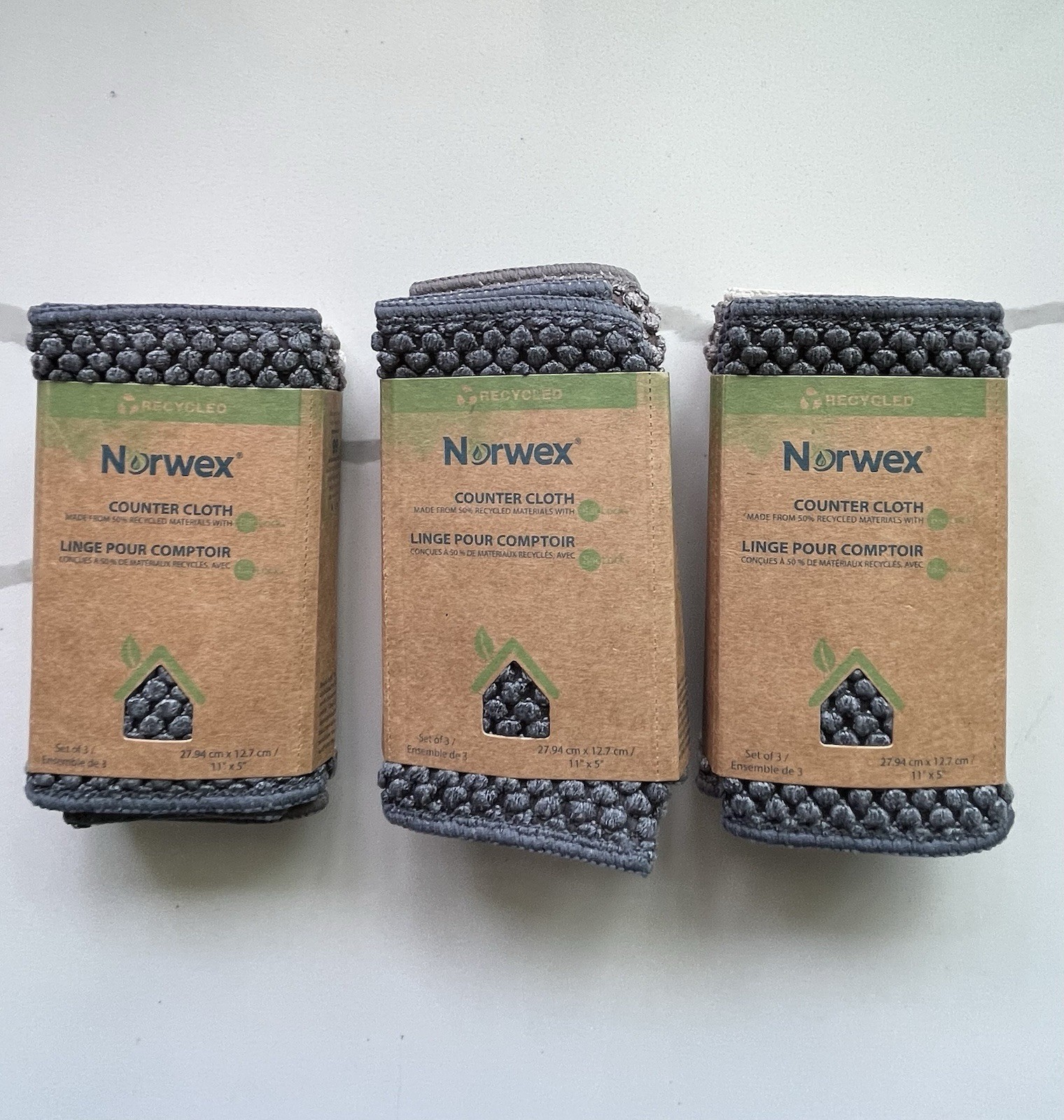 NEW Norwex Counter Cloths Set of 3 Slate Vanilla Mushroom BACLOCK Microfiber x3!