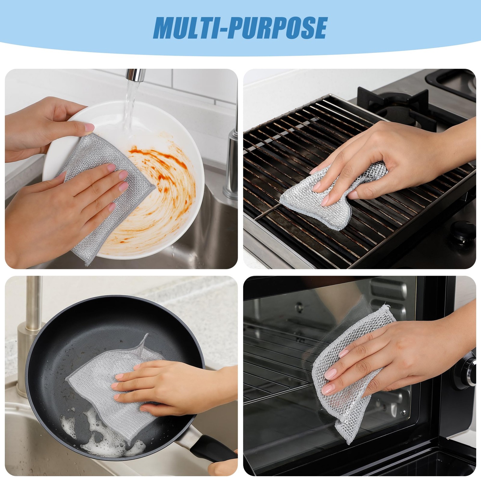 30PCS Non Scratch Wire Dishcloth Steel Wool Scrubber Scrub Pads – Kitchen Dis…