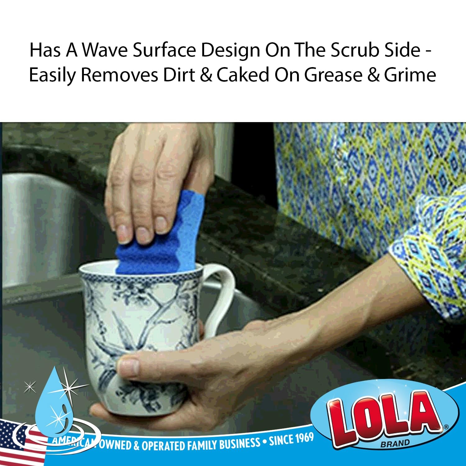 LOLA All Purpose Scrub Sponge, 24 Pack, Made in USA Scrub Sponge- Superior Te…