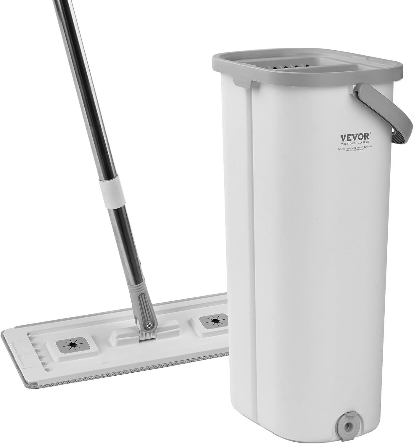 Mop and Bucket with Wringer Set, Wet & Dry Use, Flat Mop and Bucket System with