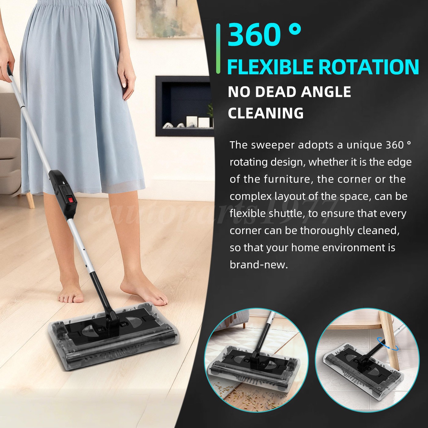 Floor Sweeper Cordless Electric Rechargeable Floor&Carpet Vacuum Cleaner Handle
