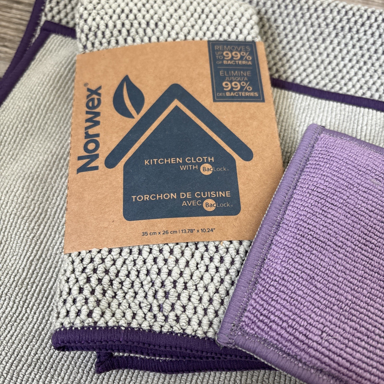 NEW Norwex Baclock Kitchen Towel, Cloth, And Sponge Gray And Purple