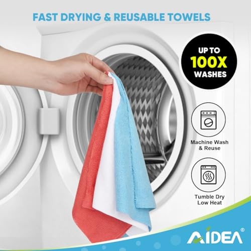 Microfiber Cleaning Cloth Roll Shop Towels 55 Sheets 55 Count (Pack of 1) Blue