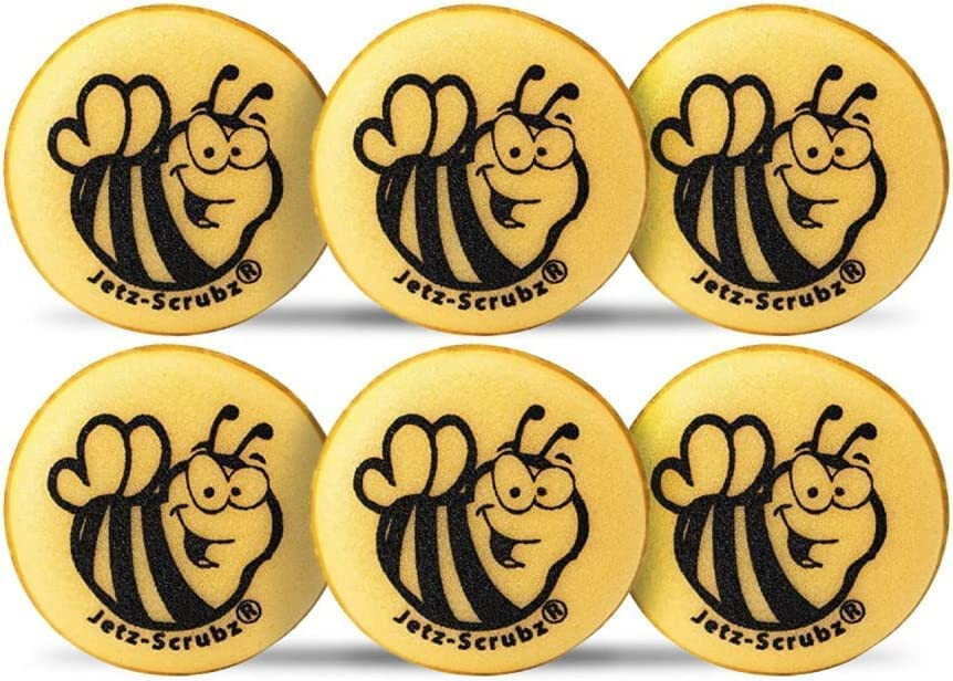 Jetz-Scrubz BEE-ZZZ Kitchen Scrubber Sponges, Round 4.5″ Made in USA (Pack of 6)