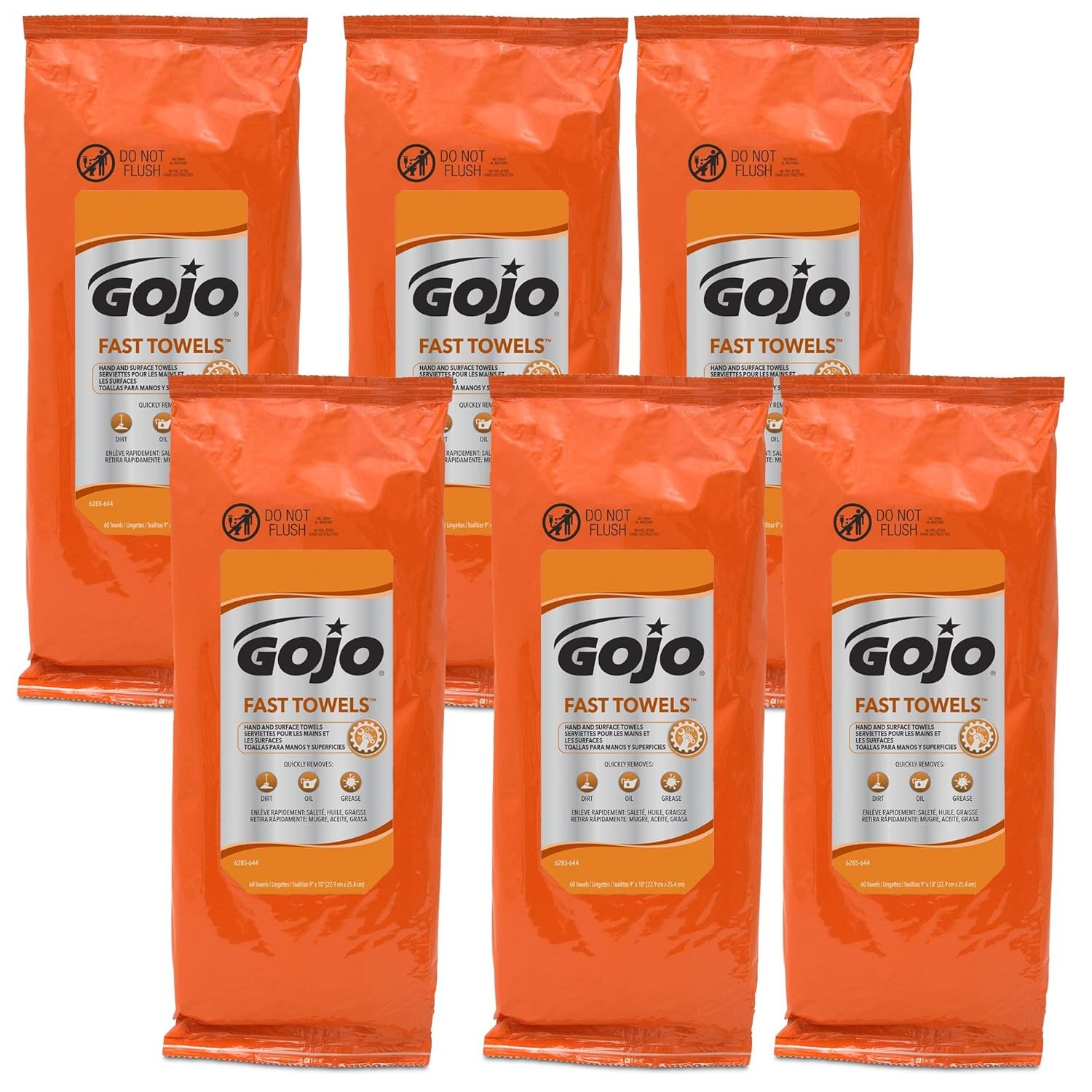 Gojo 6285-06 Wet Towels, Citrus, (Sealed Case of 6)